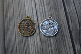 TierraCast DRAGON COIN Pendant, Double Sided Charm, 28mm, Antique Silver, Qty 1 to 4, Pewter Charms, Made in the US