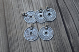 TierraCast ASIAN COIN Pendant, Double Sided Charm, 25mm, Antique Silver, Qty 2 to 10, Pewter Charms, Made in the US