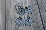 TierraCast ASIAN COIN Pendants, Double Sided Antique Dark Silver, 25mm Qty 2 to 10, Dark Pewter Charms, Made in the USA, Yoga Wrap Charm