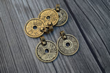 TierraCast ASIAN COIN Pendant, Double Sided, 25mm, Antique Gold, Qty 2 to 10, Pewter Charms, Made in the USA, Yoga Wrap Charms