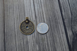 TierraCast ASIAN COIN Pendant, Double Sided, 25mm, Antique Gold, Qty 2 to 10, Pewter Charms, Made in the USA, Yoga Wrap Charms