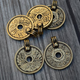 TierraCast ASIAN COIN Pendant, Double Sided, 25mm, Antique Gold, Qty 2 to 10, Pewter Charms, Made in the USA, Yoga Wrap Charms