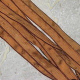 SADDLE BROWN Silk Ribbons 5 Hand Dyed Strings Cords Jamn, Great for Silk Wraps or Necklace Ties