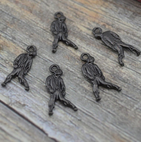 TierraCast Zombie Charms, 26mm Pendants, Frightful Delightful Halloween Charms, Qty 4, Black Oxide, Walking UnDead Charms