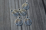 Chinese Lu Charms, TierraCast Pendants, Tiny 14.6mm Charms, Antique Silver, Qty 4 to 20, Plated Pewter From Jade Collection