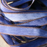 TEXAS BLUE JEANS Silk Ribbons,  Hand Dyed Sewn Ribbons 5 Strands Handmade, Bluejean Brown, Great Necklace or Bracelet Wraps