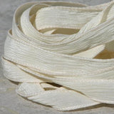 IVORY silk ribbons are soft hand dyed and handmade - Qty 5 off white crinkle bracelet wraps -  Also for bridal decor, flower bouquet trim