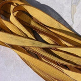 AUTUMN WIND Silk Ribbons Qty 5, Harvest Yellow Mustard Crinkle Silk Ribbons, Hand Dyed Silk Strings, Silk Wraps for Jewelry or Crafts