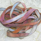 DESERT BLOOM Silk Ribbons, Hand Dyed Handmade Silk Ribbon Strings 5 Silk Watercolor Ribbons