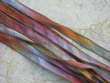 DESERT BLOOM Silk Ribbons, Hand Dyed Handmade Silk Ribbon Strings 5 Silk Watercolor Ribbons