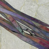 WINE and ROSES Hand Dyed Silk Ribbons Qty 5, Silk Crinkle Watercolor Strings, Ribbons, Wonderful Wrap Bracelets Handfasting Ribbon