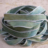 Sea Breeze Silk Ribbons Hand Dyed Watercolor Blue Green Brown For Jewelry