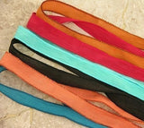 SOUTHWEST ASSORTMENT Silk Ribbons 6 Hand Dyed Sewn Strings Terracotta Turquoise Black Red