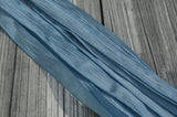 BLUE GRAY Crinkle Silk Ribbons, Hand Dyed Hand Painted Strings, Qty 5 to 25 Ribbons, Light Pastel Dusty Blue Ribbon