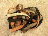 NEUTRALS Assortment Silk Ribbons, Qty 5, Crinkle Silk Ribbons, Black Olive Green Khaki Terracotta River Rock Jewelry Making Craft Ribbon