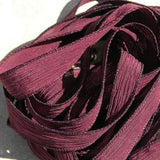 BURGUNDY Hand Dyed Silk Ribbons Qty 5 Hand Dyed Sewn Strings Deep Maroon Red, Stringing Supplies for Jewelry or Craft Ribbon