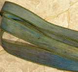 Sea Life Silk Ribbons Hand Dyed Sewn Watercolor Blue Green Brown Purple