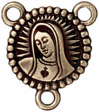 Our Lady Links TierraCast Rosary Findings Qty 4 to 20 - Antique Brass Mother Mary Rosary Station 21mm - Viva Mexicana Bronze Rosary Findings