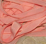 CANTALOUPE Silk Ribbons, Crinkle Ribbons, Qty 5 Hand Dyed Strings Pastel Peach Strands, Jewelry Making Stringing Supplies Bracelet Wraps