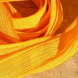 Gold Silk Ribbons, Qty 5 Silk Strings Hand Dyed Sewn Golden Yellow, Great Silk Wraps, Jewelry, Bridal Flower Bouquet Trim, Embroidery Ribbon