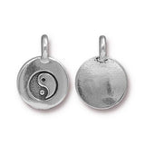 TierraCast Findings, Yin Yang Charms Antique Silver Round Pendants, Qty 4 to 20, 16.6mm Tiny Meditation Bracelet Bohemian Yoga Wrap Charm