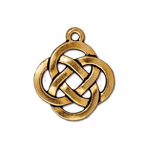 TierraCast OPEN Round Open CELTIC KNOT Pendants, Antique Gold, 20mm Celtic Charms Qty 4 to 20, Bohemian Meditation Wrap Drops