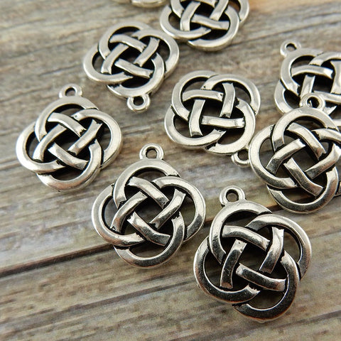 Open CELTIC KNOT Charms, Antique Silver, TierraCast Pendants, Knotwork, Qty 4 to 20, Yoga Meditaton Knot Work Charms