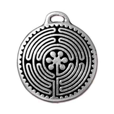 TierraCast Large LABYRINTH PENDANTS, 26mm Celtic Drops, Antique Silver, Qty 2 to 10, Yoga MeditatIon, Bulk Celtic Charms,