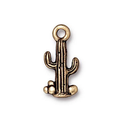 CACTUS Charms, TIERRACAST Western Pendants Qty 4 to 20, Antique Gold, Southwest Design Charm, Old West