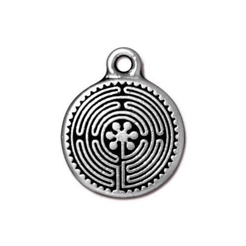 Labyrinth Charms in Antique Silver /TierraCast Drop Pendants 20mm Tall. Great Size for Meditation Wrap Bracelets Select Qty 4 to 20