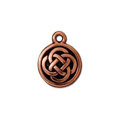 TierraCast CELTIC ROUND Charms, Celtic Knot Pendant, 15mm, Antique Copper, Qty 4 to 20, Small Double Sided Drops, Bohemian Meditation Wraps