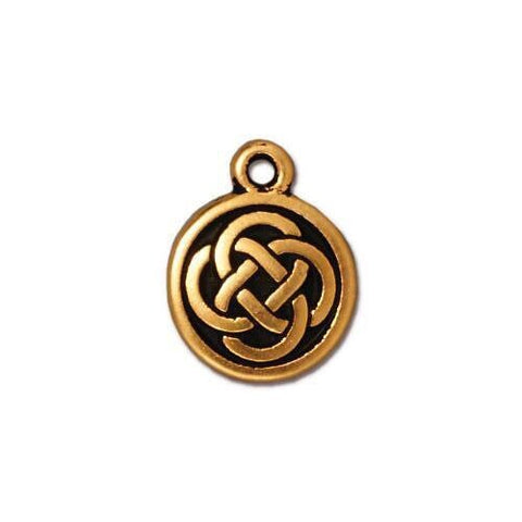 TierraCast CELTIC ROUND Charms, Celtic Knot Pendant, 15mm, Antique Gold, Qty 4 to 20, Small Double Sided Drops, Bohemian Meditation Wraps