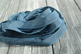 Steel Blue Silk Ribbons, Hand Dyed Hand Painted Strings, Qty 5 to 25 Ribbons, Deep Gray Blue or Dark Dusty Blue