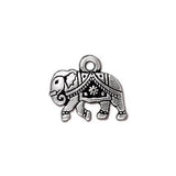 ELEPHANT Charms, TIERRACAST, Gita Pendant Qty 4 to 20, Antique Silver, Bulk Discount, Double Sided, 13mm Bohemian Yoga Charm