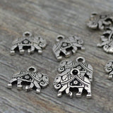 Silver Elephant Charms, TierraCast Gita Elephant Pendants, Antique Silver, Double Sided Charms 14mm x 12mm  Tierra Cast Elephant Charm Drops