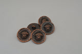 Emperor Buttons, Antique Copper Metal, 15mm 5/8" Qty 4 to 8, Ethnic Tribal Clothing Button, Sweater and Yoga Wrap Clasps