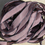 BLACKBERRY Hand Dyed Silk Ribbon 5 Hand-Dyed Sewn Strings Misty Violet Plum, Handmade Jewelry Ribbon, Great Necklace or Bracelet Wraps