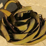 DARK OLIVE GREEN Silk Ribbons Hand-Dyed and Sewn 5 Strings Strands Army, Great for Silk Bracelet Wraps, Necklaces, Jewelry and Crafts