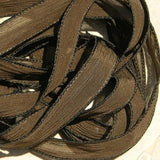 ESPRESSO Silk Ribbons Hand Dyed and Sewn Qty 5 to 25, Brown Black Coffee Chicory JamnGlass Ribbons