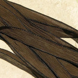 ESPRESSO Silk Ribbons Hand Dyed and Sewn Qty 5 to 25, Brown Black Coffee Chicory JamnGlass Ribbons