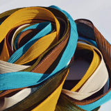 Rodeo Hand Dyed Silk Ribbons Assortment Qty 7 Crinkle Silk Wrap Bracelets or Necklaces Flower Bouquet Trim, Southwest Colors, Craft Ribbon