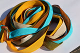 Rodeo Hand Dyed Silk Ribbons Assortment Qty 7 Crinkle Silk Wrap Bracelets or Necklaces Flower Bouquet Trim, Southwest Colors, Craft Ribbon