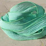 Mint Julep Silk Ribbons, Crinkle Silk Ribbon 5 to 25 Pastel Light Green, Bulk Wholesale Silk Ribbon, Stringing Supplies, Craft Ribbon