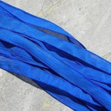 SAPPHIRE BLUE Silk Ribbons, Qty 5 to 50 Bulk Silk Strings, Hand Dyed, Jewelry or Craft Ribbon, Royal Blue, Wholesale JamnGlass Ribbon