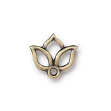 TierraCast OPEN LOTUS Charms, Antique Brass, Lotus Flower Drops, 14.6mm Wide, Qty 4 to 20, 16.6mm Tiny Bronze Bohemian Yoga Wrap Charm