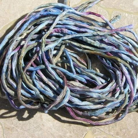 Blue Jelly Beans Silk Cord Hand Dyed and Sewn Silk Strings Qty 1 to 25 Silk Cords, Blue Violet Purple Pink Jewelry Making Cording, Hand Made