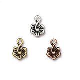 SMALL BLOSSOM Charms, TierraCast Antique Gold, 12mm, Antique Copper or Antique Silver, Flower Drops Qty 4 to 20,  Blossom Collection