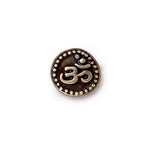 OM COIN Charms, Antique Brass, TierraCast Bulk Pendants, Tiny Om Coins, Qty 4 to 20, Yoga Meditation Wrap Bracelet Charms