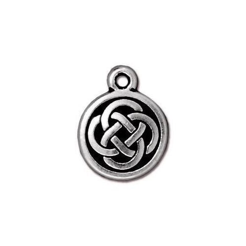 TierraCast CELTIC ROUND Charms, Celtic Knot Pendant, 15mm, Antique Silver, Qty 4 to 20, Small Double Sided Drops, Bohemian Meditation Wraps