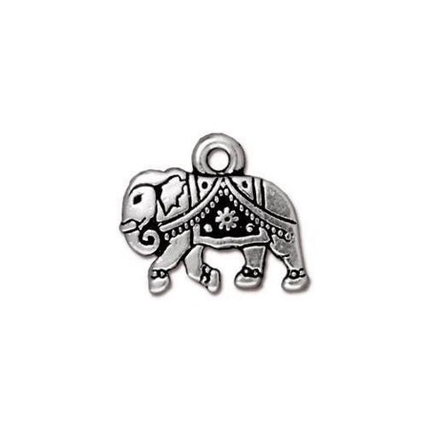 ELEPHANT Charms, TIERRACAST, Gita Pendant Qty 4 to 20, Antique Silver, Bulk Discount, Double Sided, 13mm Bohemian Yoga Charm